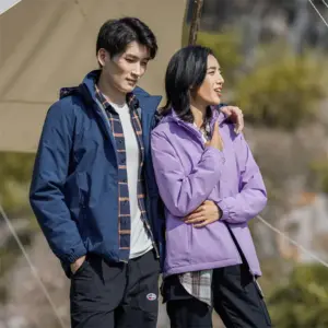 Windproof Fleece-Lined Padded Overalls Jacket for Couples