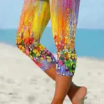 Women Can Wear Outside Casual Leggings Fifth Pants Oil Painting Graffiti Printed Plus Size Women's Clothing