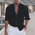 1f87f955-670f-4631-8142-782a1ccc668d-1.jpg Comfortable Cotton Men’s Long Sleeve Button Shirt - Solid Colors