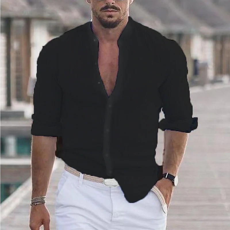 Comfortable Cotton Men’s Long Sleeve Button Shirt - Solid Colors Comfortable Cotton Men’s Long Sleeve Button Shirt - Solid Colors