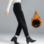 Flattering Striped Tapered Women’s Corduroy Pants with Fleece Lining