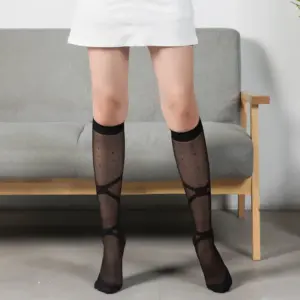 Thin Spring, Summer, And Autumn Socks For Women, Japanese Style, Jacquard Straps, Mid-calf Socks, Wrapped With Heart-shaped Yarn, Jacquard Straps, Calf