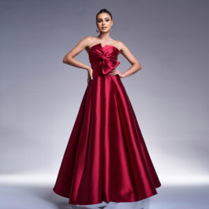 High-Waist Wine Red Sequin Bridesmaid Dress - Long