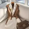 Women's Patchwork Suit Vest with Loose Fit - Polyester