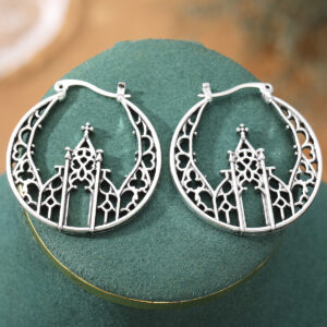 Vintage Hollow-Out Geometric Earrings in Silver Plating