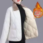 Warm Women’s Mid-Length Polyester Coat with Thick Fabric