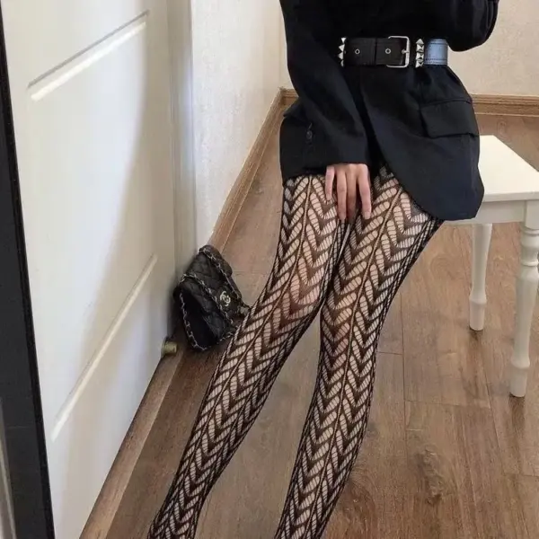 Sexy Leaf Pattern Fishing Net Socks with Lace Hollow Bottom