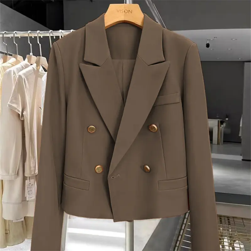 Womens Retro Cropped Western Blazer with Button Details Womens Retro Cropped Western Blazer with Button Details
