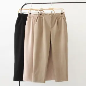 High-Waist Cropped Wool Harem Pants for Plus Size