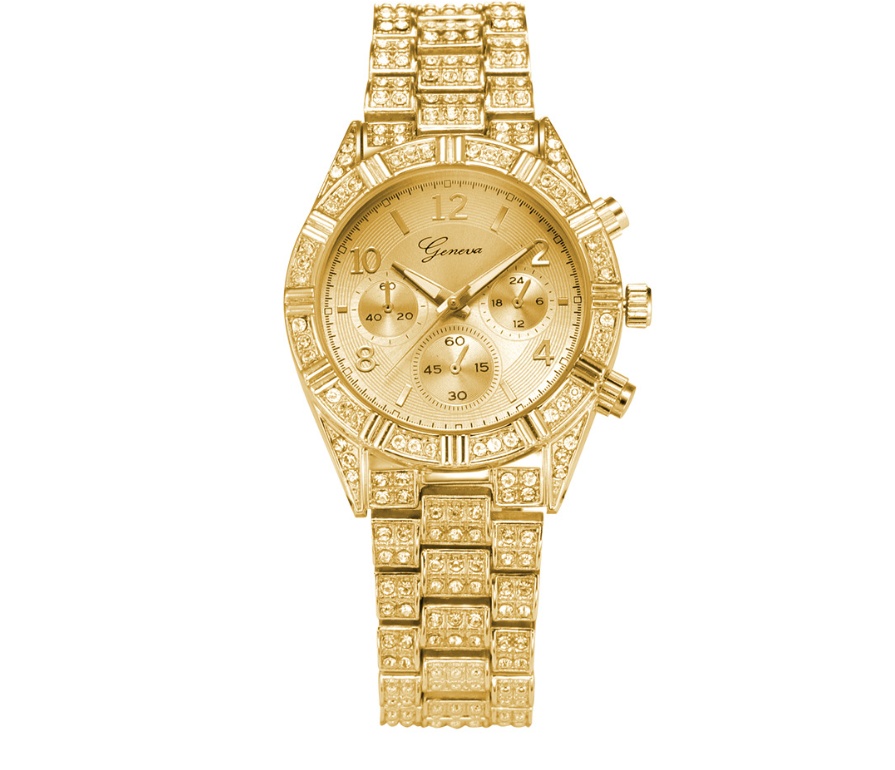 Sparkling Crystal Geneva Quartz Women’s Watch, Stainless Steel