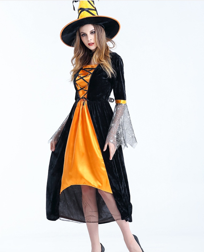 Scary Witch Sorceress Costume for Halloween, Polyester