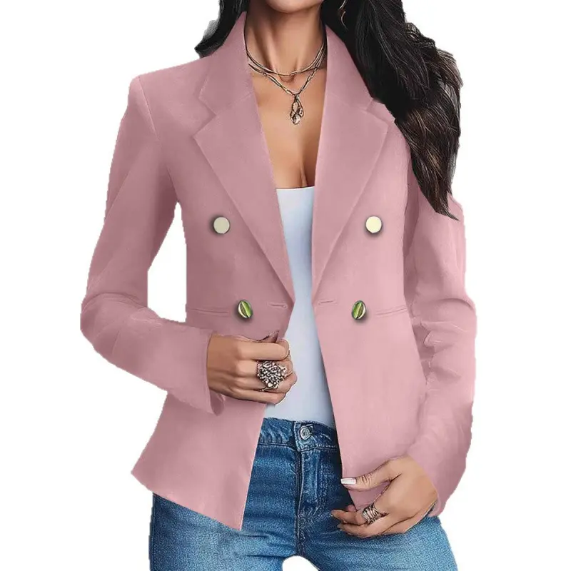 Tailored Double-Breasted Women’s Blazer with Buttons - Black Tailored Double-Breasted Women’s Blazer with Buttons - Black