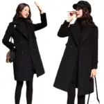 Structured Black Wool Coat for Women, Extra-Long 4 XL