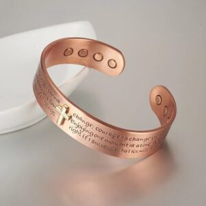 Magnetic Red Copper Cross Adjustable Bracelet