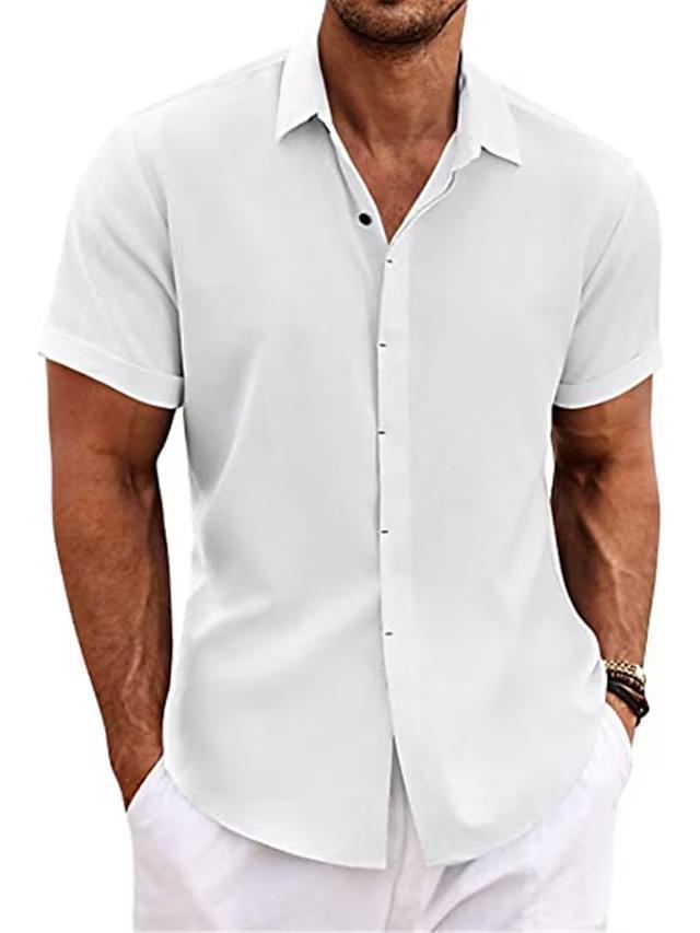 Breathable Men’s Linen-Look T-Shirt with Standing Collar Breathable Men’s Linen-Look T-Shirt with Standing Collar