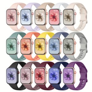 Waterproof 15-Pack Soft Silicone i Watch Replacement Straps for Sports