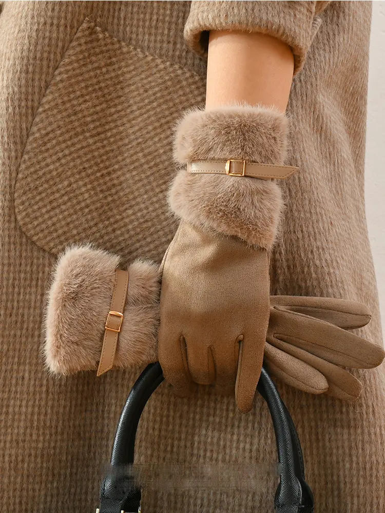 Warm Winter Fleece Lined Driving Gloves with Windproof Fit