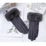 Thermal Touchscreen Suede Gloves with Fleece Lining, Free Size