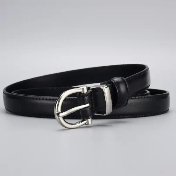 Women's First-Layer Cowhide All-Match Black Slim Belt