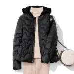 Warm White Duck Down Womens Cropped Beanie Jacket - Loose Fit V-Neck