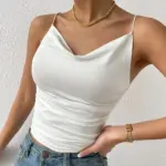 New Womens Slim-fit Elegant Boat-neck High-elastic Knitted Camisole