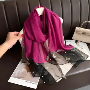 New AutumnWinter Beaded Butterfly Silk Scarf For Women
