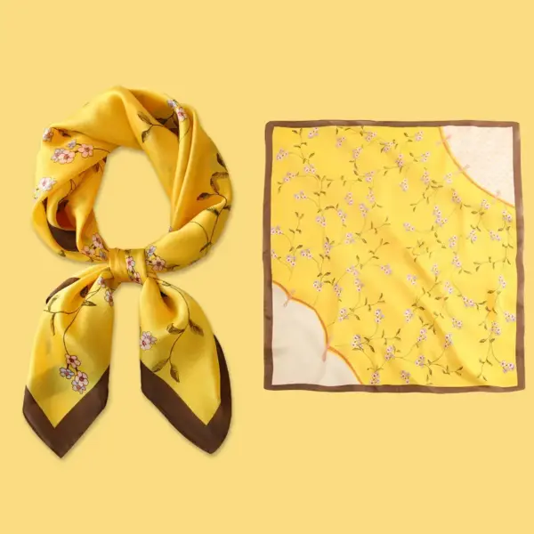Yellow Small Square Silk Scarf For Women
