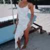 Fashion Lady Texture Split Features Fabric Dress