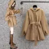 Warm Hooded Quilted Trench Coat for Women, Khaki or Black