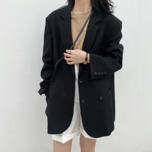Women's Casual Loose Double-Breasted Blazer