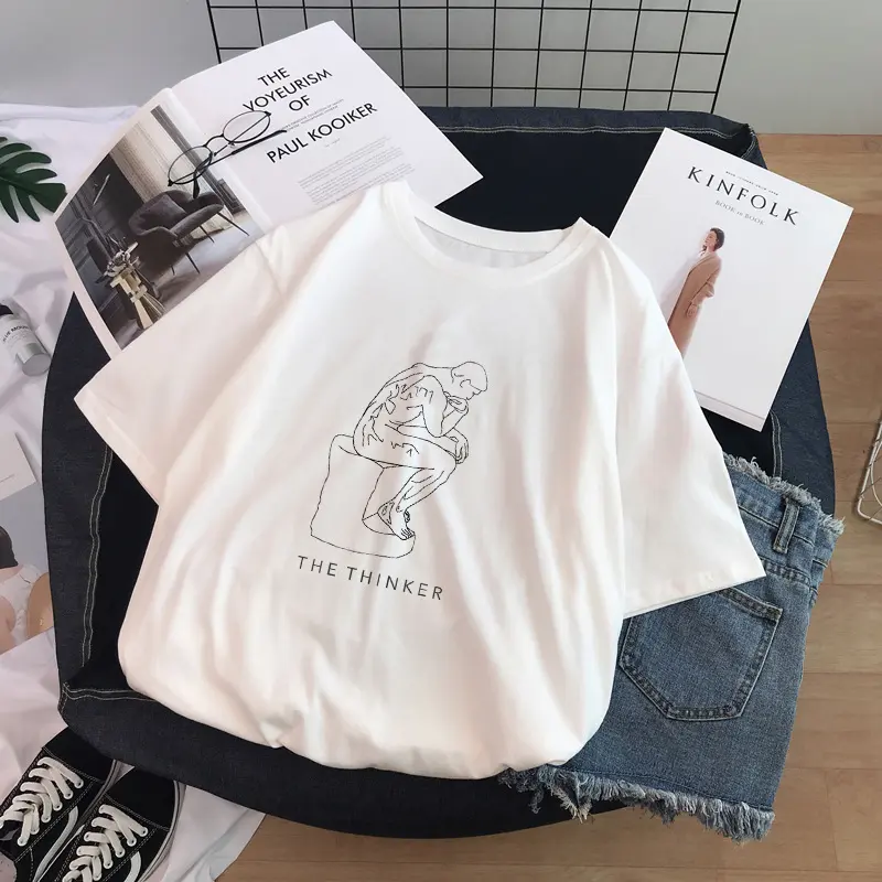 Sculpture Print T-Shirt Short Sleeve Women