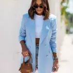 Tailored Double-Breasted Blazer for Autumn-Winter, Long Sleeve