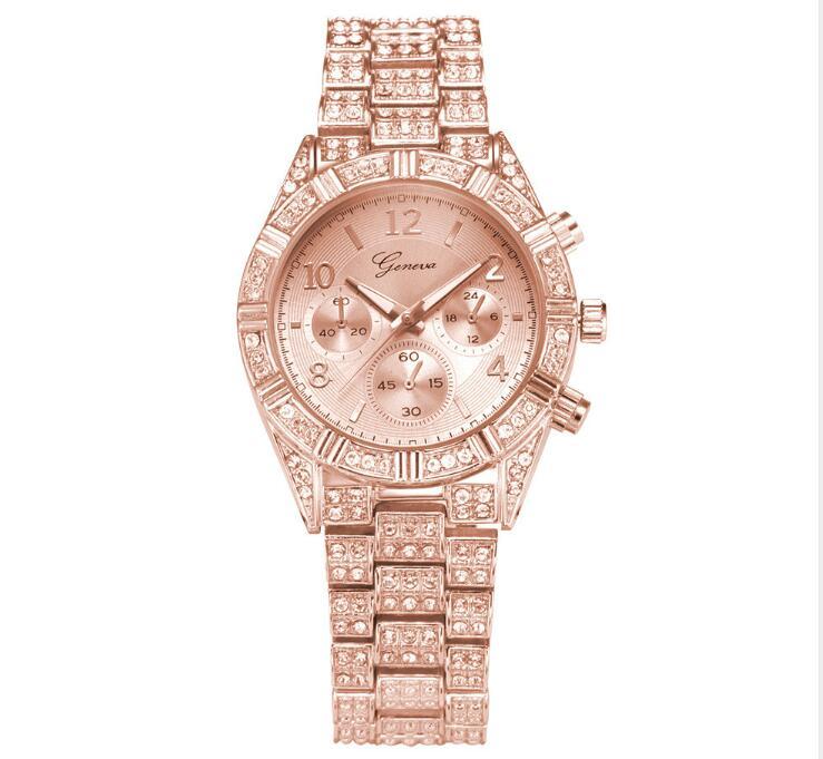 Sparkling Crystal Geneva Quartz Women’s Watch, Stainless Steel