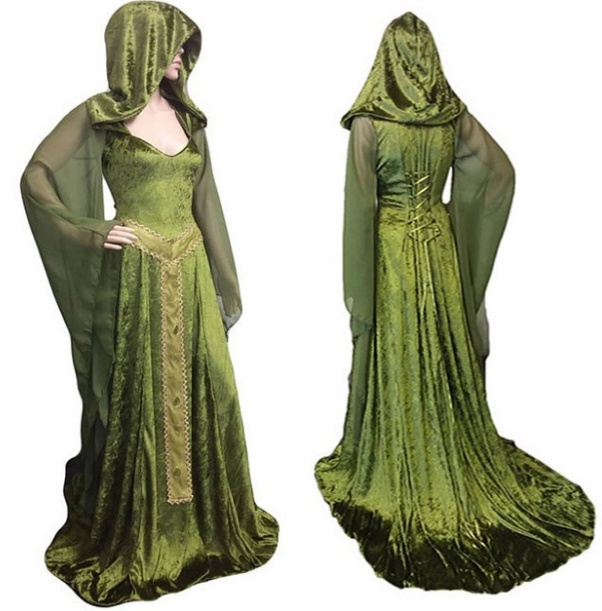 Green Forest Elf Costume for Women in Polyester Fiber, M-XXL Green Forest Elf Costume for Women in Polyester Fiber, M-XXL