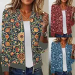 Printed Womens Top Baseball Uniform Flight Jacket Outerwear