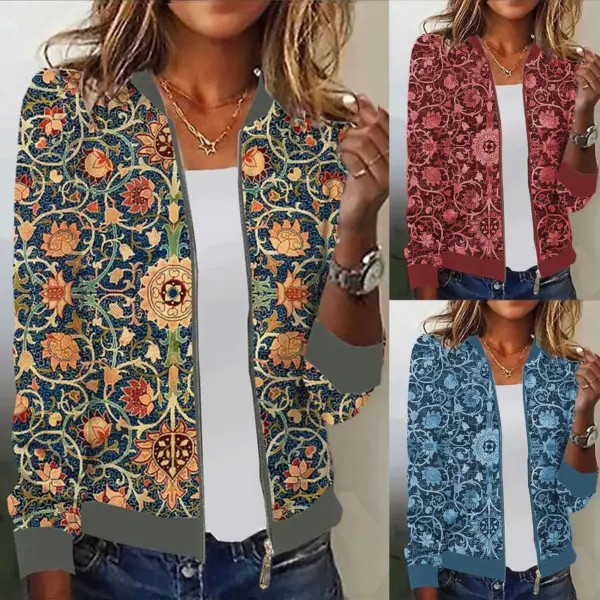 Printed Womens Top Baseball Uniform Flight Jacket Outerwear