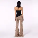 Elastic Waist Slim-Fit Micro Flared Pants for Women - Poly