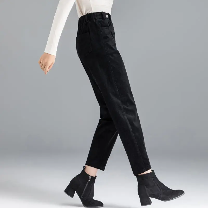 Flattering Striped Tapered Women’s Corduroy Pants with Fleece Lining