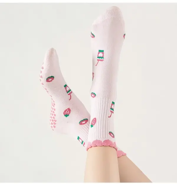 Yoga Socks For Children, Professional Anti Slip Fitness Pilates Exercise Floor Fruit Drinks, Printed Socks