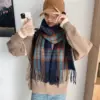 Warm Plaid Neck Warmer Scarf for Women, Thick Polyester
