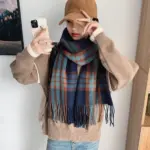 25c77002-45c9-4515-bec3-72c353959f08.webp Warm Plaid Neck Warmer Scarf for Women, Thick Polyester
