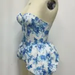 Printed Fishtail Hem Boning Bustier Top