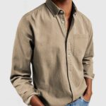 264a08a0-cf18-44d3-b17c-87ae812720e3-2.jpg Men’s Long Sleeve Lapel Shirt in Solid Cotton-Blend - Regular Fit