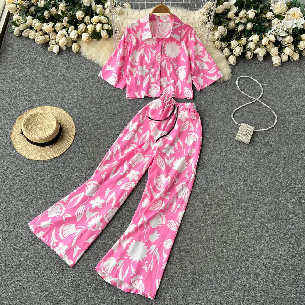 Comfort Fit Wide Leg Long Pants Two-Piece Set for Women
