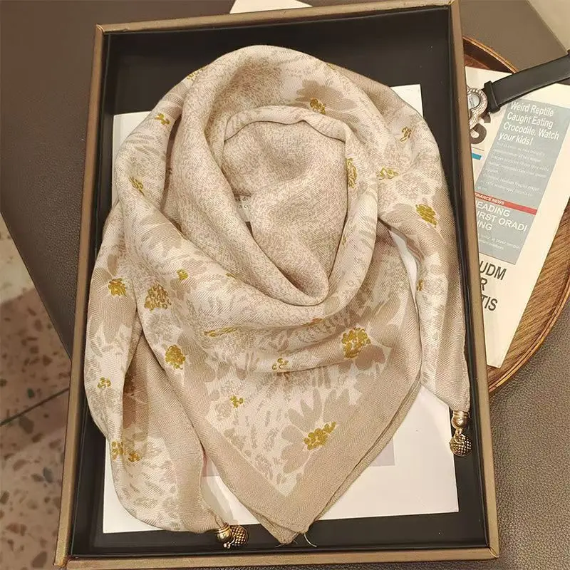 Thermal Square Scarf With Magnetic Clasp Triangular Silk Scarf Cotton Neck Warmer For Women