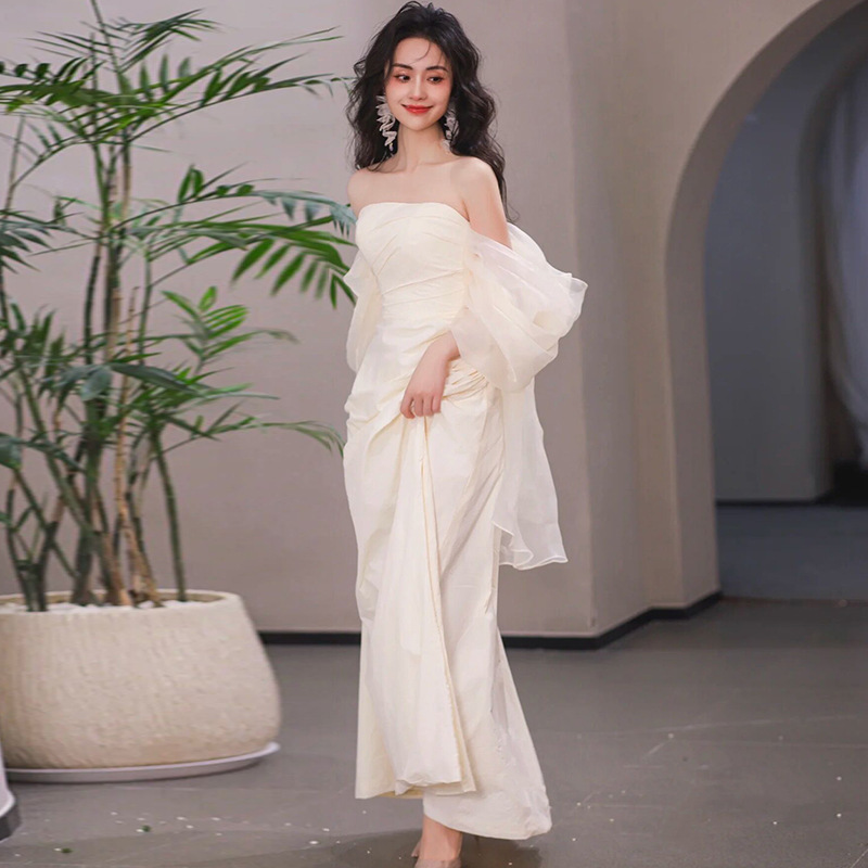 Tube Top Light Wedding Dress Bride Simple Long Tube Top Light Wedding Dress Bride Simple Long