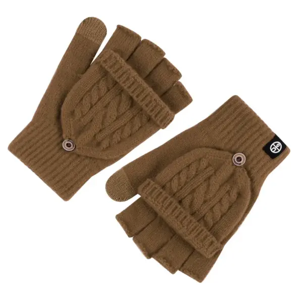 Warmth-Boost Flip-Up Half-Finger Gloves for Women, Winter