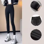 Warm Lamb Fleece Leggings for Women, Long Velvet Pants