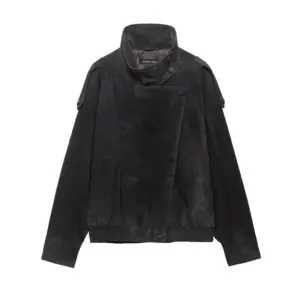 Textured Leather Biker Jacket For Women