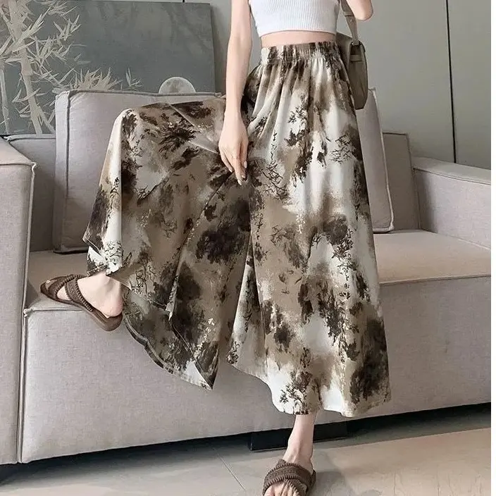 Women's Slim-fit Ink-wash Wide-leg Pants Women's Slim-fit Ink-wash Wide-leg Pants